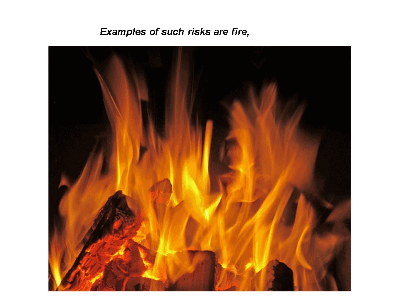 Examples of such risks are fire,